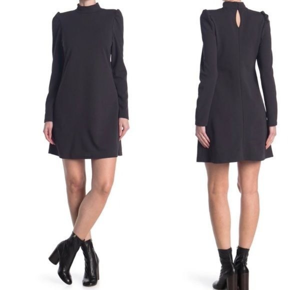 VANITY ROOM Mock Neck Puff Sleeve Dress in Black - Medium - Picture 1 of 4